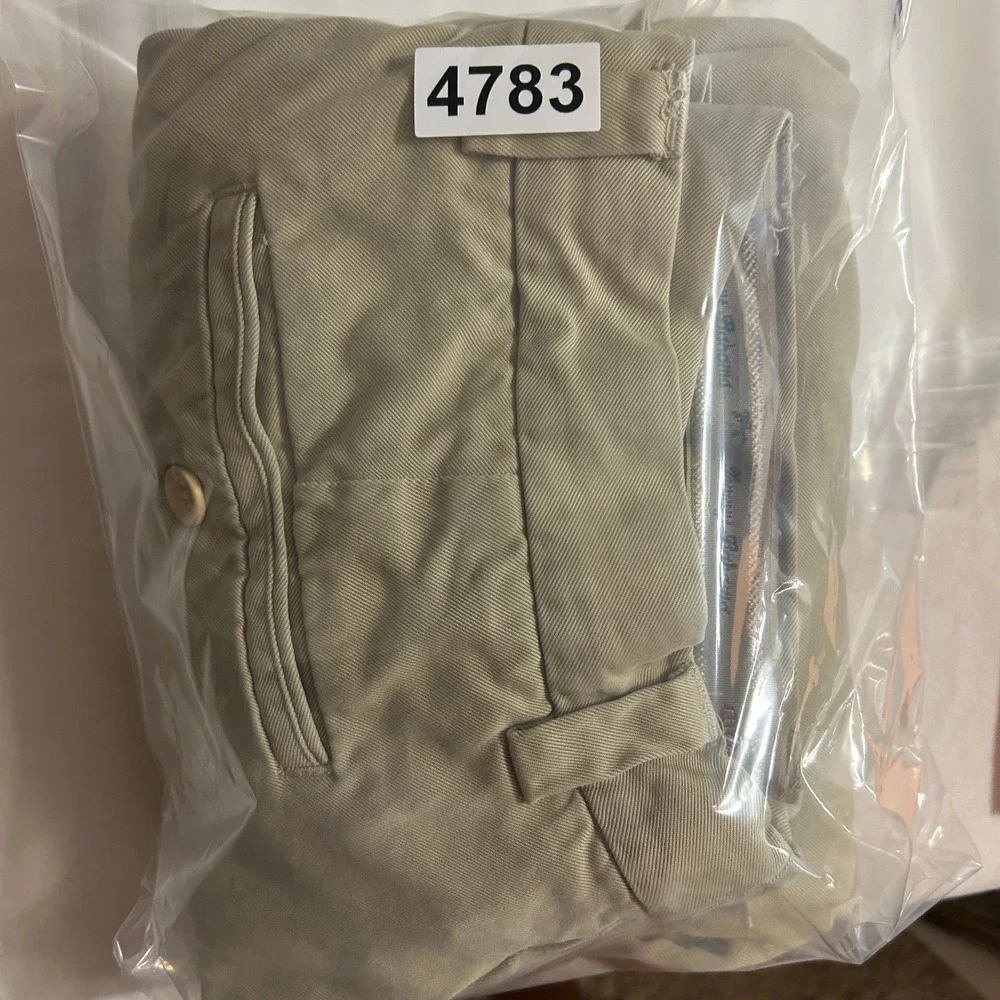 Tommy Bahama Silk Pleated Chino Pants Mens 34x32 Beige Relaxed Fit Mid Rise